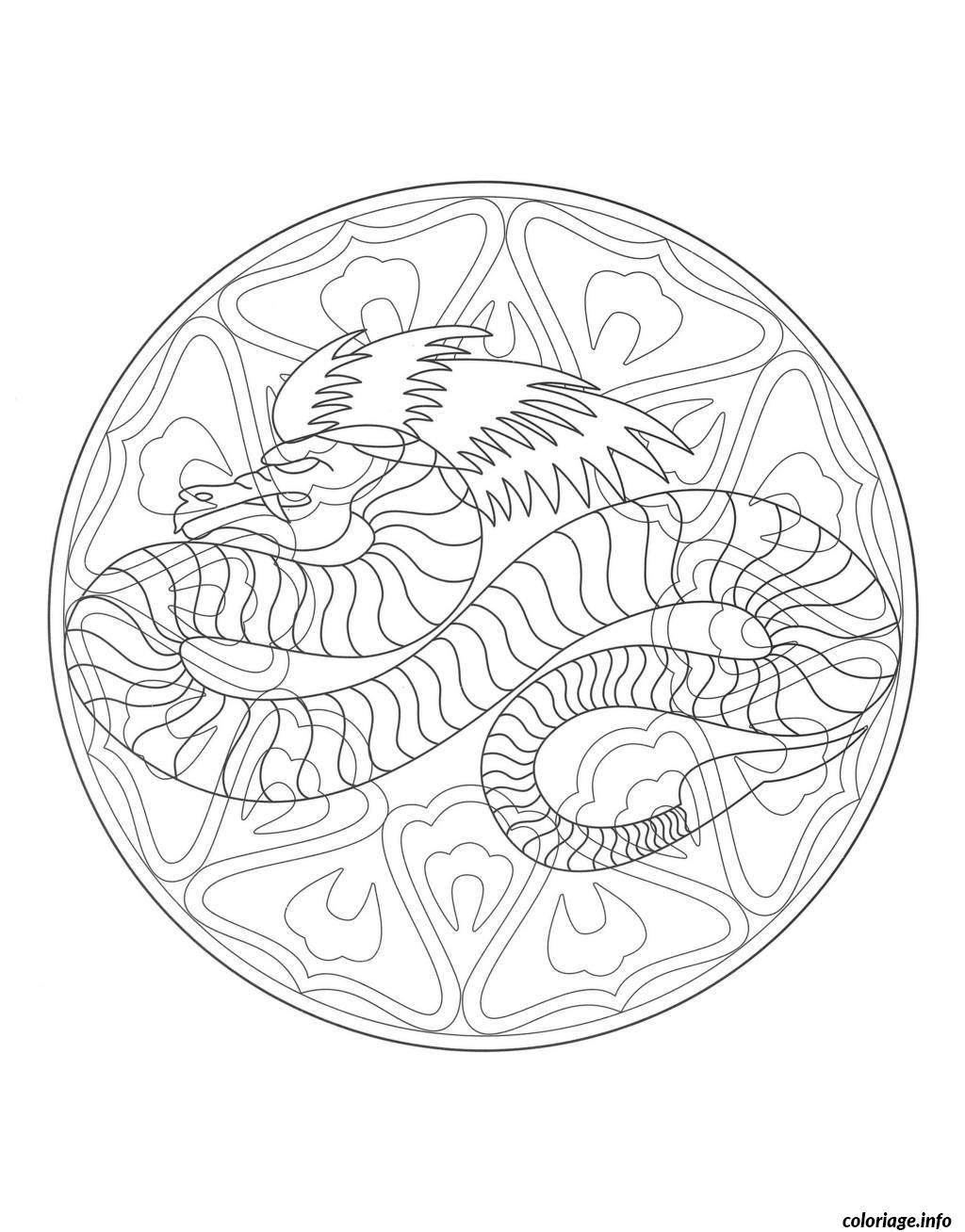 Dessin coloring mandala dragon 4  Coloriage Gratuit à Imprimer
